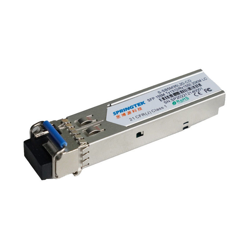 Transceptor ótico 155Mb/s TX1310nm/RX1550nm LC do WDM 20km BIDI SFP para o canal da fibra da manutenção programada