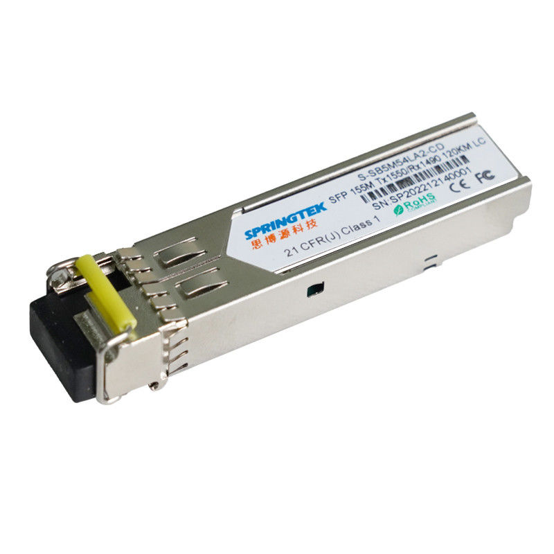 Módulo industrial compatível da fibra ótica do tipo 155M Single Mode BiDi 120km LC Tx1550/Rx1490nm DDM SFP