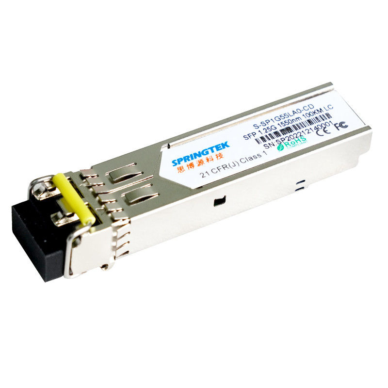 Transceptores compatíveis da fibra de Cisco 100km do módulo ótico frente e verso de Springtek S-SP1G55LA0-CD 1.25G 1550nm LC