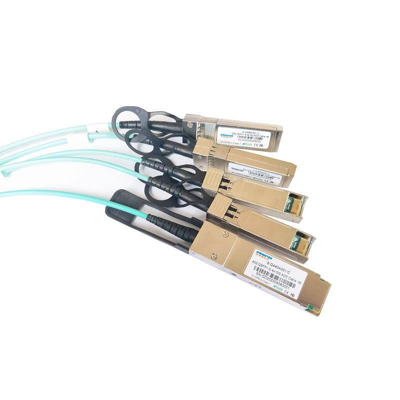 40g Qsfp+ à fuga de 4x10g Sfp+ Aoc cabografa o cabo ótico ativo do Sfp Aoc do transceptor da fibra de 1m 3m 5m 100m Ddm Om3