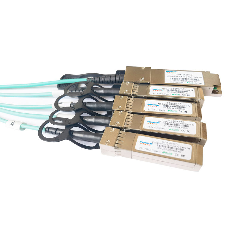 40g Qsfp+ à fuga de 4x10g Sfp+ Aoc cabografa o cabo ótico ativo do transceptor 850nm Sfp Aoc da fibra de 7m Ddm Om3